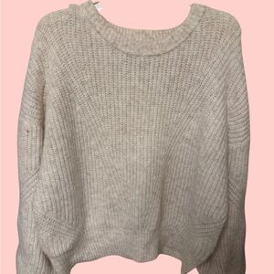 Women's Scoop Neck Chunky Knit Sweater - Cream